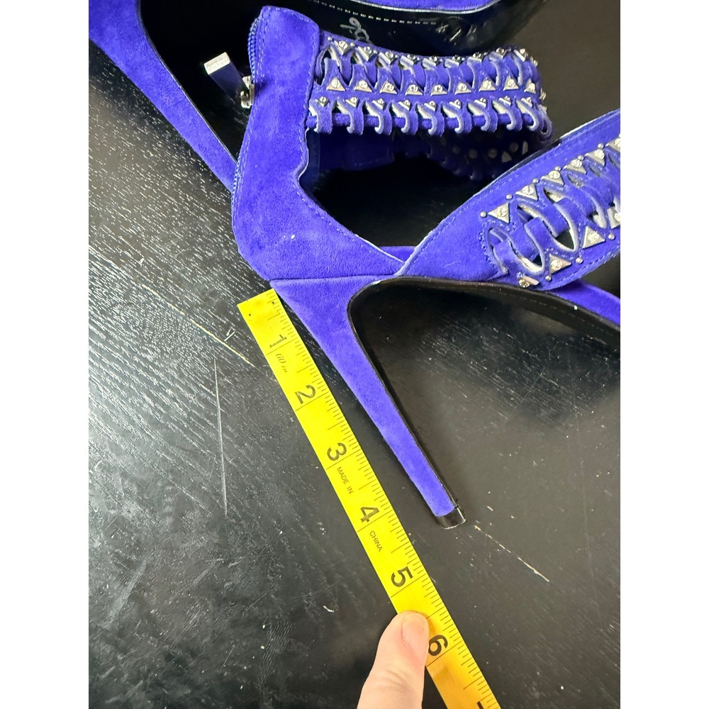 Vince Camuto Royal Blue Studded Caged Suede Stiletto Heels Womens 10M Open Toe - Picture 9 of 9